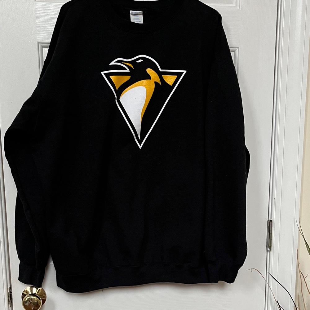 Port Authority Black Crewneck Sweater with Penguin Emblem
